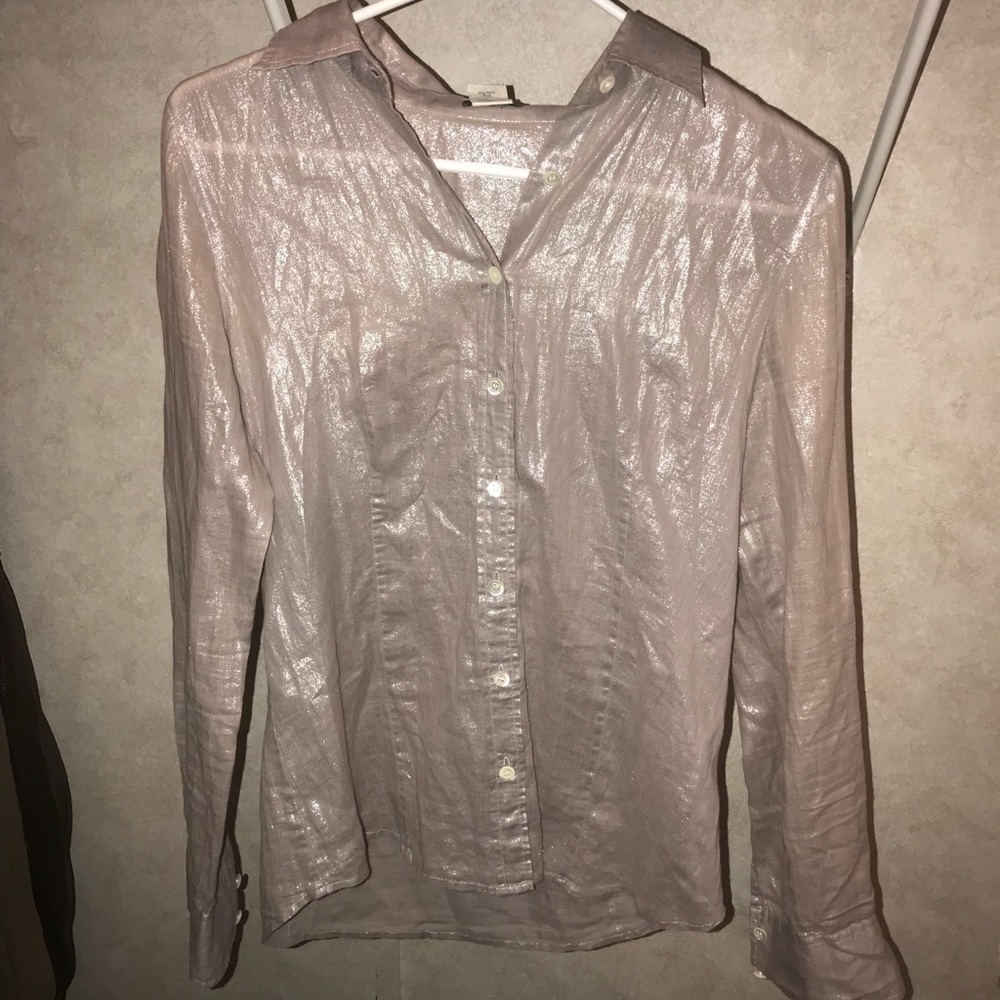 J. Crew Shimmery Metallic Sheer Blouse